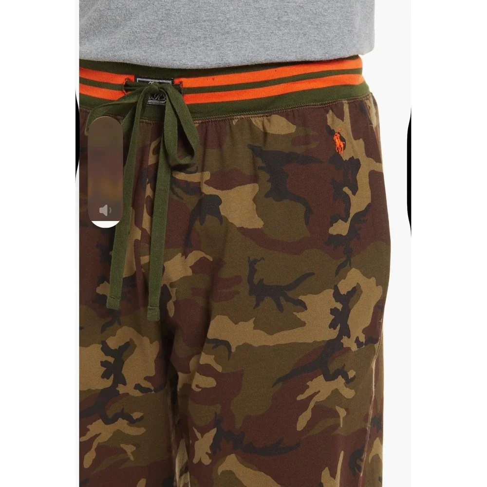 Polo Ralph Lauren Mens Camo Jogger Pajama Pants XL Orange Stripe Sleepwear